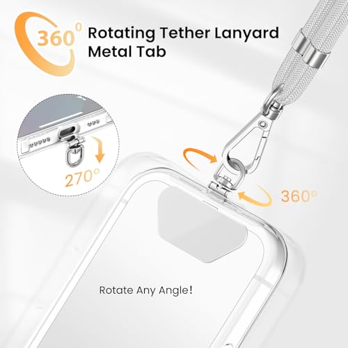 COCASES Phone Tether Tab, 360° Rotating Phone Lanyard Tab, 3 Pack, Sliver - color: Sliver*3