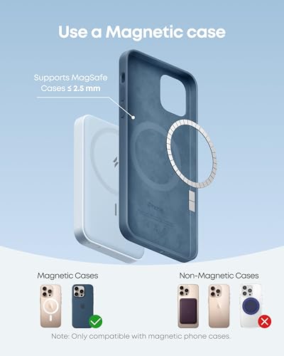 Anker 622 Magnetic Power Bank, 5,000mAh Foldable Wireless Portable Charger - color: Misty Blue, size: 4.13 x 2.64 x 0.51 inches