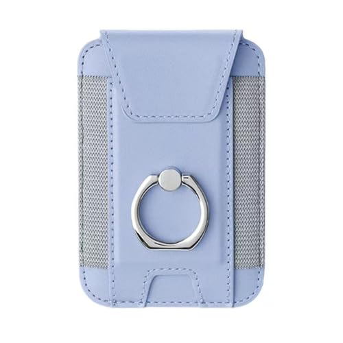 Magnetic Card Wallet Holder For Magsafe Wallets with Grip, 7 Cards Holder RFID Blocking, Ring Stand Stick on Wallet, Leather Magnetic Phone Wallet with Privacy Flap - color: Light purple elastic circular support