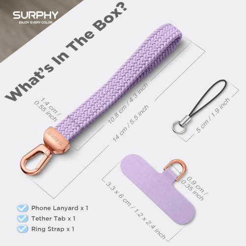 SURPHY Elastic Phone Wrist Strap, Phone Lanyard, Key Chain Lanyards - color: Purple