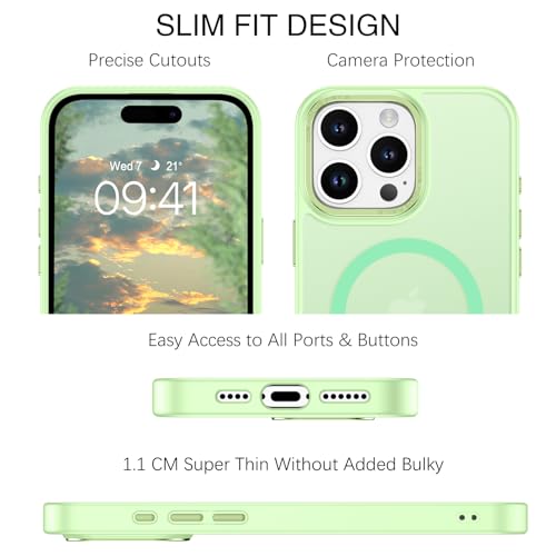 BENTOBEN Magnetic for iPhone 16 Pro Max Case,(Compatible with MagSafe) (Military Grade Drop Protection) Slim Translucent Matte Shockproof with Anti-Fingerprint Phone Case 6.9",Matcha Green - color: Matcha Green