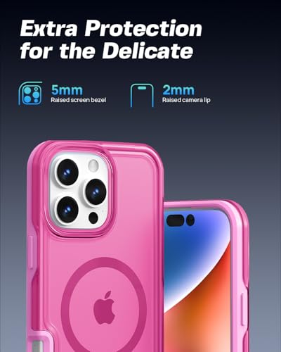 ArtsEvo Strong Magnetic for iPhone 16 Pro Max Case, Compatible with MagSafe, 360° Military-Grade Protection, Slim Translucent Matte Phone Case, Hot Pink - color: Hot Pink, size: iPhone 16 Pro Max