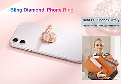 Glitter Bling Bling Phone Ring Holder,Sparkle Phone Ring Grip Artificial Stand with Flat Diamond,Flat Rhinestone Cell Finger Ring for Phones,Pad(Rose Gold) - color: Rose Gold