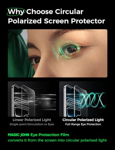 MAGIC JOHN Eye Protection for iPhone 17 Pro Tempered Glass Screen Protector - size: iPhone 17 Pro