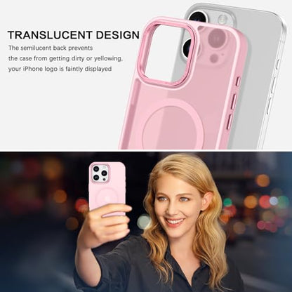 BENTOBEN Magnetic for iPhone 16 Pro Max Case,(Compatible with MagSafe) (Military Grade Drop Protection) Slim Translucent Matte Shockproof with Anti-Fingerprint Phone Case 6.9",Light Pink - color: Light Pink