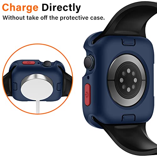 Amizee Rugged Case Compatible with Apple Watch Case Series 9/8/7 41mm SE 3/2/1 Series 6/5/4 40mm, Soft TPU Shockproof Bumper Drop Proof Protective Cover Compatible with iWatch - Blue - color: Blue, size: 40mm/41mm