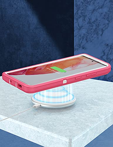 MXX Case Compatible with Galaxy S21 Ultra Case, 3-Layer Super Full Heavy Duty Body Bumper Cover/Shock Protection/Dust Proof, Designed for Samsung Galaxy S21 Ultra 5G 6.8 Inch 2021 (Pink/White) - color: Pink/White