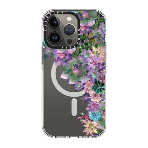 CASETiFY for iPhone 13 Pro Case - Impact Clear Compatible with MagSafe | Not Yellowing | 6.6 ft. 3x Military Grade Drop Protection | MY SUCCULENT GARDEN | Clear - color: MY SUCCULENT GARDEN, size: Iphone 13 Pro (6.1")