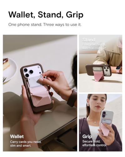MOFT Snap-on Phone Stand & Wallet AERA, MagSafe Wallet, Slim Card Holder - color: Peach Pink, size: AERA