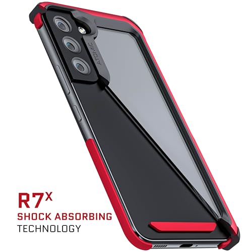 Ghostek ATOMIC slim Samsung S22 Case with Clear Back and Strong Aluminum Metal Bumper Heavy Duty Protection Lightweight Military Grade Shockproof Cover Designed for 2022 Galaxy S22 5G (6.1 Inch) (Red) - color: Red, size: Galaxy S22