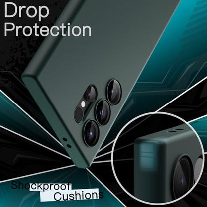 JETech Slim Case for Samsung Galaxy S24 Ultra, Midnight Green | Camera Lens Protection, Soft TPU Design, Matte Finish, Shockproof Protection - color: Midnight Green, size: S24 Ultra
