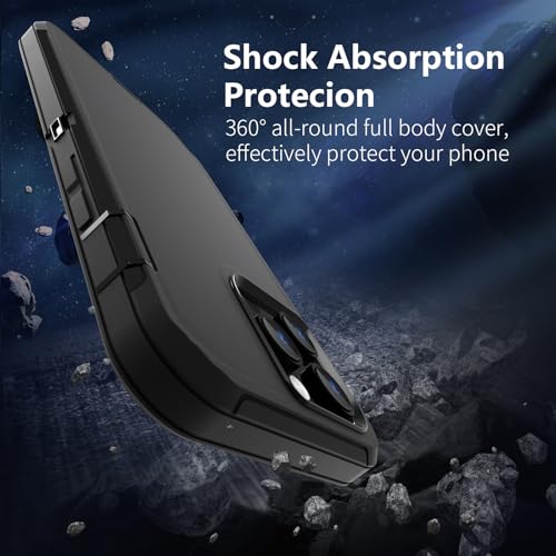 Sansunto for iPhone 13 Pro Max Case and 12 Pro Max Case, Full Body Protection Heavy Duty Shockproof Military Grade 3 in 1 Silicone Rubber with Hard PC Rugged Durable Phone Cover 6.7 Inch (Black) - color: Black