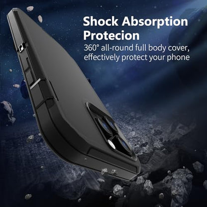 Sansunto for iPhone 13 Pro Max Case and 12 Pro Max Case, Full Body Protection Heavy Duty Shockproof Military Grade 3 in 1 Silicone Rubber with Hard PC Rugged Durable Phone Cover 6.7 Inch (Black) - color: Black