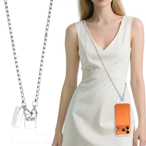 Dadanism Phone Wrist Strap Metal Phone Chain Wristlet Strap, Silver
