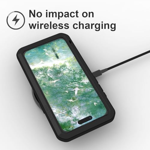 LOVE MEI Military Rugged Case for iPhone 16 Pro Max, with Tempered Glass Screen Protector, Shockproof Dustproof Scratch Proof Hybrid Metal and Silicone Gel Heavy Duty Full Body Cover Black - color: Black