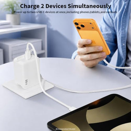 USB C Retractable Wall Charger with Foldable Plug, 35W Compact iPhone Block