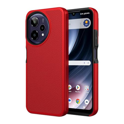 for Cricket Icon Plus 2026 (Plus Version Only) /AT&T Verge 2 Case with Tempered Glass Screen Protector,Dual Layer Heavy Duty Shockproof Protection (Red) - color: Red