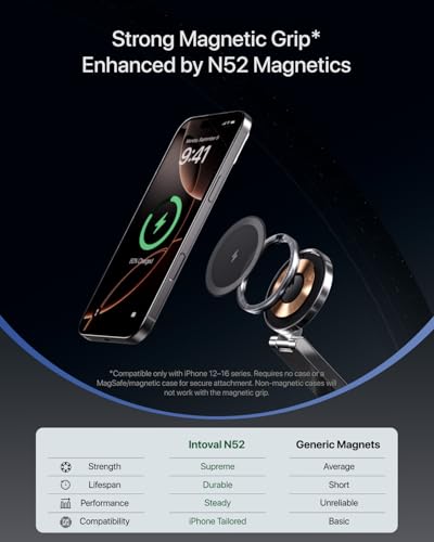 Intoval 3-in-1 Foldable Wireless Charging Station, Qi2 Certified 15W Ultra Fast Wireless Charger for Magsafe, Magnetic Charger Stand for iPhone 17/16/15/14/13/12, Apple Watch & AirPods.(Black) - color: Black