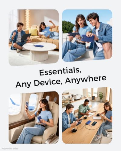 VEGER Portable Charger for iPhone, Power Bank Built in Cables and Wall Plug - color: Navy