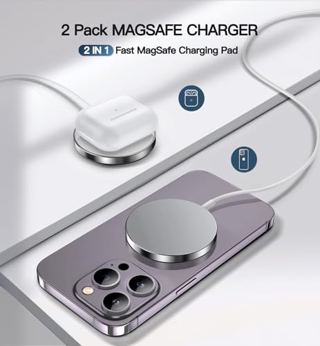 Magnetic Wireless Charger, 2-Pack 15W Fast Mag-Safe Stand for iPhone 17-12 - color: Silver