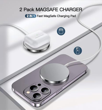 Magnetic Wireless Charger, 2-Pack 15W Fast Mag-Safe Stand for iPhone 17-12 - color: Silver
