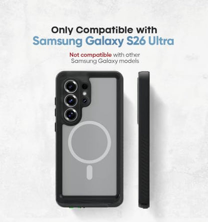 MOTIVE Waterproof Case with Belt Clip Samsung Galaxy s26 Ultra | 6.9" | Built-in screen protector, Full protection, compatible with MagSafe, 360° holster - size: s26 Ultra