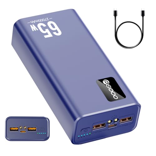 PSOOO Power Bank 65W 27000mAh Laptop Battery Pack - color: Blue