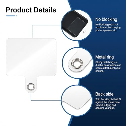 50Pcs Transparent Phone Lanyard Tabs, Universal Phone Tether Tabs