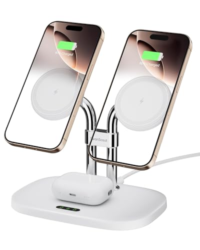Dual Wireless Charger for iPhone 17, SwanScout 706M, White - color: White