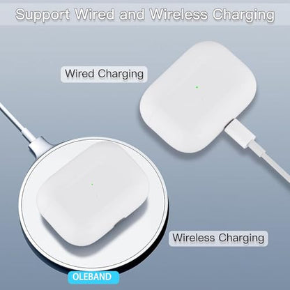 OLEBAND Replacement for Airpods Pro 2&1 Charging Case:Easy to Pair Air pods Pro Earbuds with Pairing Button,Support Both Wired and Wireless Charging,for iPods Pro 1st/2nd Gen 1 Year Warranty(White)