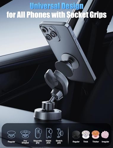 Socket Car Mount for Phone Holder Cute Bear Style Silicone Grip Stand with Phone line Clasp for Collapsible Socket User Used on Dashboard, Home, Office, Kitchen, Desk, Wall (Color) 3 Pack - style: Vacuum Suction Cup