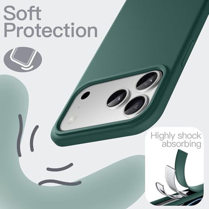 JETech Silicone Case for iPhone 17 Pro Max, Midnight Green | Silky Soft Touch, Shockproof Protection, Scratch Resistant, Microfiber Lining - color: Midnight Green, size: iPhone 17 Pro Max