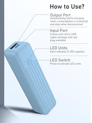 Miady 2-Pack Small Portable Charger 5000mAh Power Bank Travel Battery Pack - color: Cream Blue+ Pink