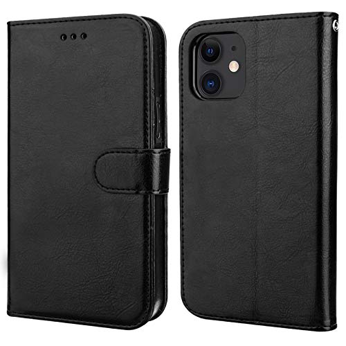 Bocasal Detachable Wallet Case Card Holder for iPhone 11, Black | Kickstand Card Slots Holder PU Leather Magnetic Shockproof Wrist Strap Removable Flip Protective Cover 6.1 inch - color: Black