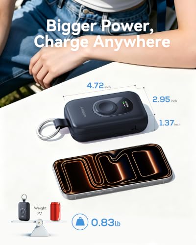 RORRY CharmGo Portable Charger, 20000mAh PD 30W Portable Charger Power Bank - color: Black