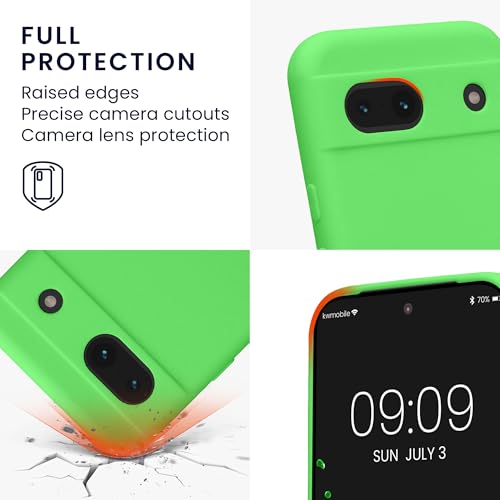kwmobile Case Compatible with Google Pixel 8a Case - Protective Slim TPU Phone Cover - Soft Matte Finish - Lime Green - color: lime green