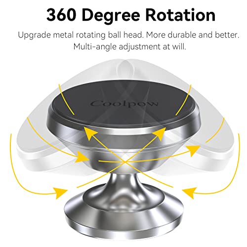 【2-Pack】Magnetic Phone Holder for Car Dash Strong Magnetic Car Phone Mount - color: Silver