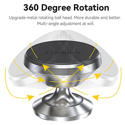 【2-Pack】Magnetic Phone Holder for Car Dash Strong Magnetic Car Phone Mount - color: Silver