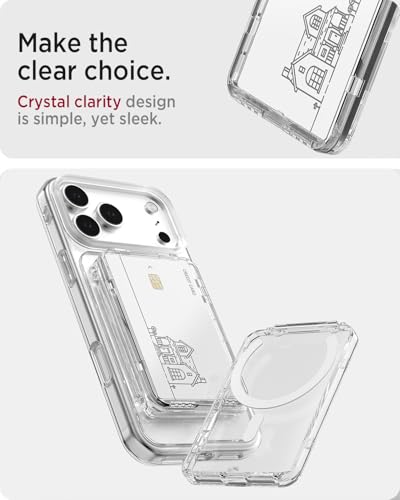 Miimall Clear for MagSafe Wallet with Stand, 2-Card Holder for iPhone 18/17/16/15/14 Pro Max Plus Air, Pixel 11/10 Series, Ultra Thin Slim Strong Magnetic Phone Wallet Stick for iPhone Transparent