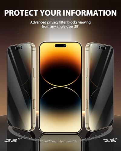 PDDKISS 2 Pack Privacy Screen Protector for iPhone 14 Pro - size: for iPhone 14 Pro - 6.1 inch