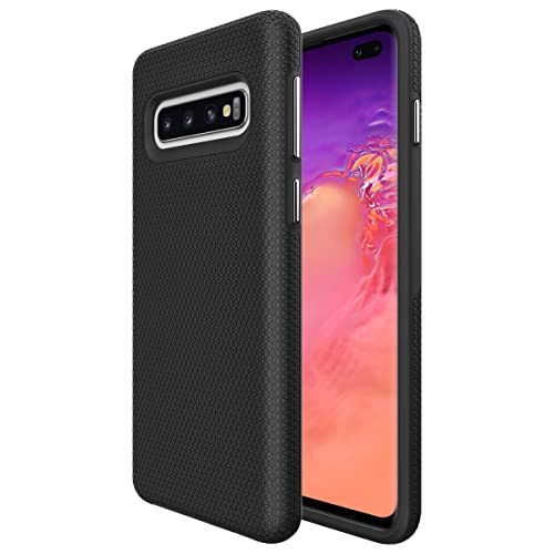 KIOMY Case for Samsung Galaxy S10+ / S10 Plus, Shockproof Bumper Protective Cover Hybrid Design Hard PC Back with Flexible TPU Inner 2 in 1 Dual Layers Design (Matte Black) - color: Black