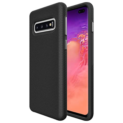 KIOMY Case for Samsung Galaxy S10+ / S10 Plus, Shockproof Bumper Protective Cover Hybrid Design Hard PC Back with Flexible TPU Inner 2 in 1 Dual Layers Design (Matte Black) - color: Black