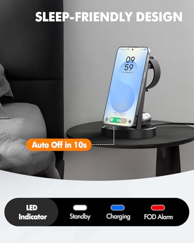 Wireless Charger for Samsung, 3-in-1 Android Charging Station - color: Black 7