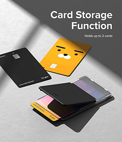 Ringke Stand Slot Card Holder [Phone Wallet Stick on + Stand] ID & Credit Card Holder for Phone Case, Solid Card Wallet with Phone Kickstand Compatible with iPhone Galaxy Android - Clear & Black - color: Clear & Black
