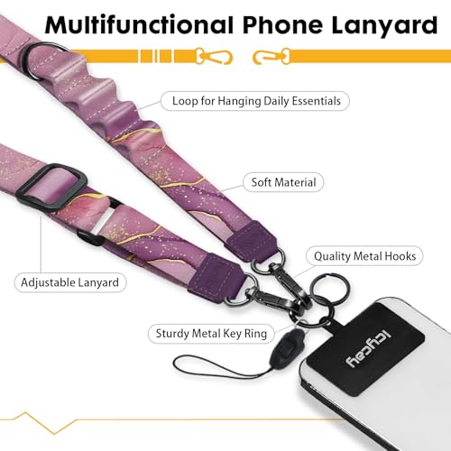 Icycay Phone Lanyard Crossbody Strap Neck Adjustable Teacher Women Marble - color: Marble Purp