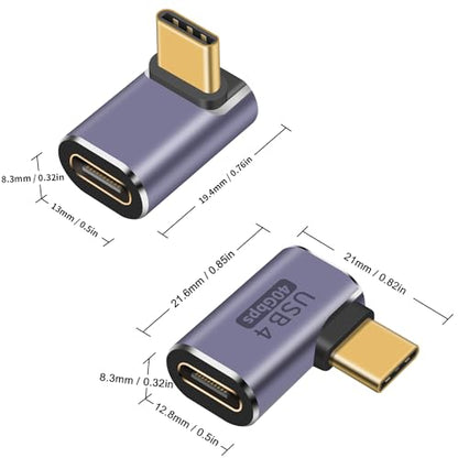Duttek USB C Right Angle Adapter 40G (Two Styles), 90 Degree USB C Male to Female Adapter for Steam Deck, MacBook, Meta Quest, Phone - style: Right Angle USB C+USB C 90 Degree Adapter