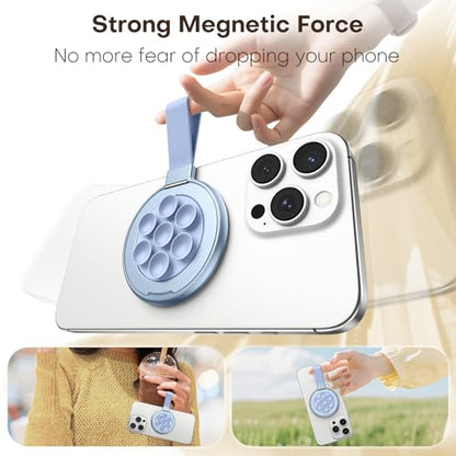 TAURI for Magsafe Suction Phone Grip - Universal Magnetic Suction Grip, 360° Rotating Hands-Free Holder, Silicone Suction Grip for iPhone 17 Pro Max/16/Android/S25,Blue - color: Blue