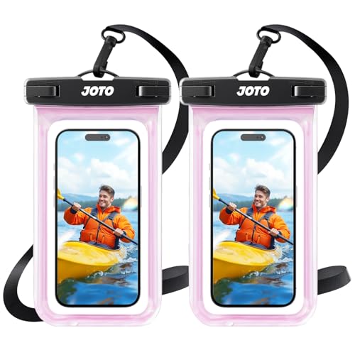 JOTO 2 Pack Waterproof Phone Pouch Case Up to 7", IPX8 Underwater Phone Case Cellphone Dry Bag for iPhone 17/Air 16 15 14 13 12 Pro Max Xs Max XR X 8 7 6S Plus SE/Galaxy S24 S23 S22 -Clearpink | Fits iPhone 17/Air 16 15 14 13 12 Pro Max Xs XR X 8 7 6S Plu