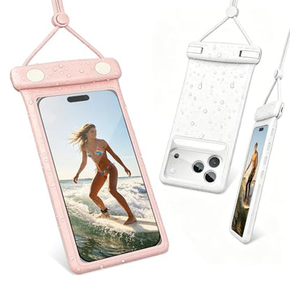 wellhouse Waterproof Phone Pouch, Waterproof Phone Case for iPhone17 16 15 14 Pro Max XS Samsung, IPX8 3D Cellphone Dry Bag Beach Essentials - 2 Pack - Duke Pink & White7.0 - color: 2 Pack- Duke Pink & White7.0"