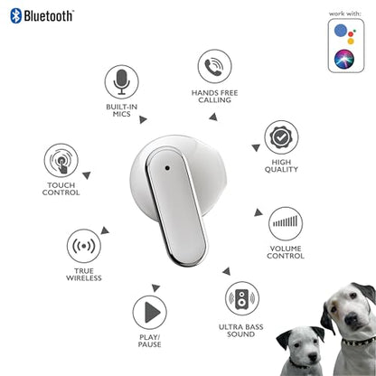 RCA EarSwitch Pro 4-in-1 Duo TWS Wireless Earbuds, Bluetooth 5.4 Open-Ear & in-Ear Dual Buds with LED Charging Case, Touch Control, Built-in Mic, 6H Playtime for Sport & Office (White) - color: White